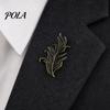 Women Lapel Pin Men Suit Pin, Feather Apricot Leaf Design Brooch Scarf Fixing Zinc Alloy for Shirt Collar Coat Cardigan