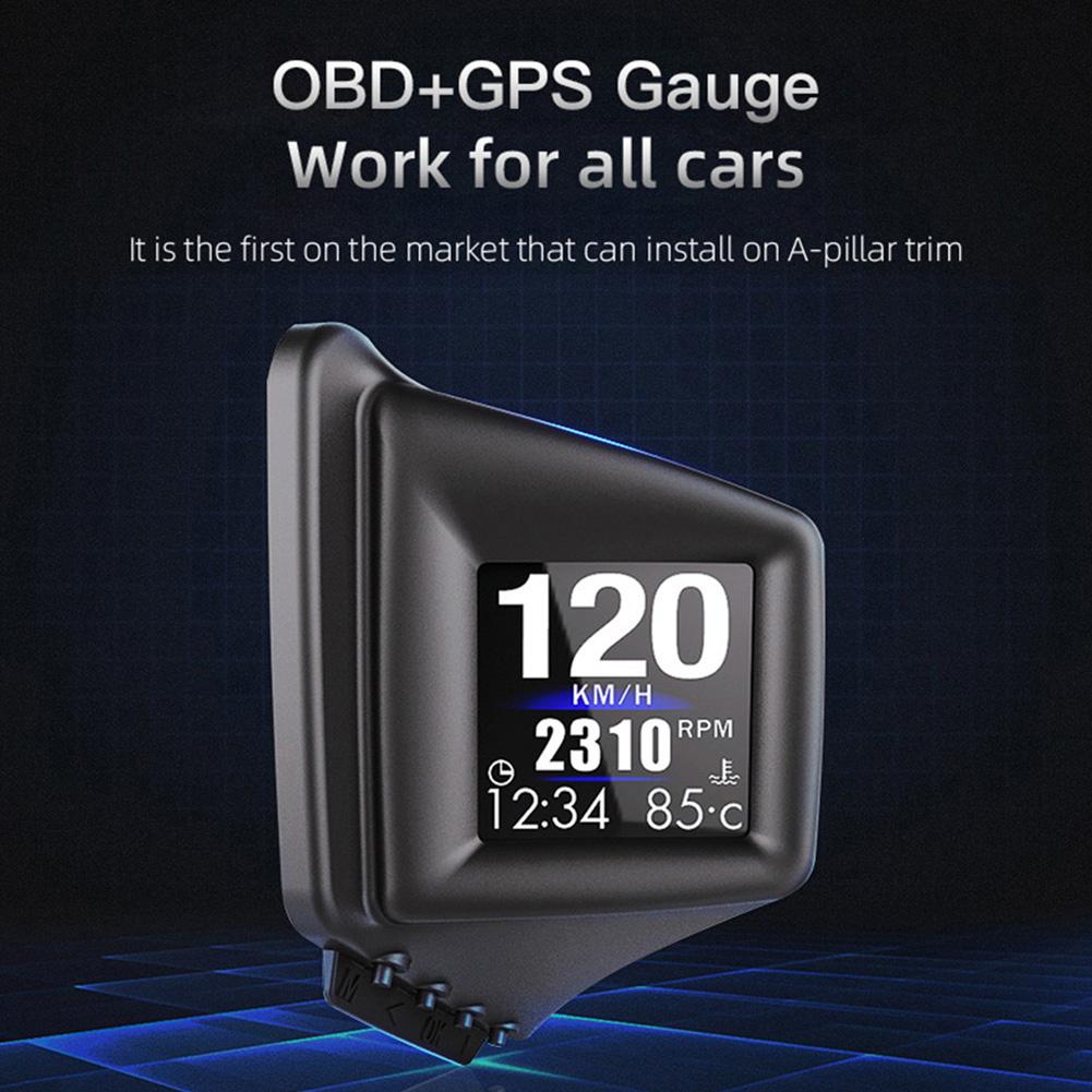 GPS OBD Двойная система Проекционный дисплей Установка отделки передней стойки RPM Турбо Давление масла Температура воды GPS Спидометр для моделей автомобилей OBDII