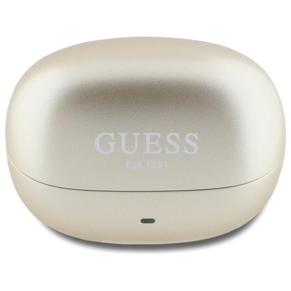 Guess Słuchawki Bluetooth Gutwst88Mctgd  Tws + Stacja Dokująca Złoty/Gold Capsule Printed Logo