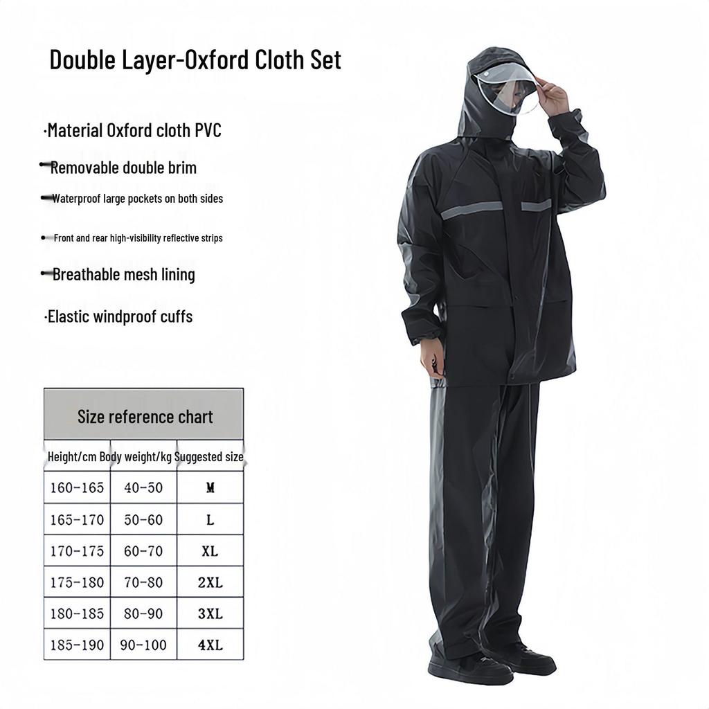 Full Body Rainproof Reflective Raincoat and Pants Set for Motorcycling and Construction