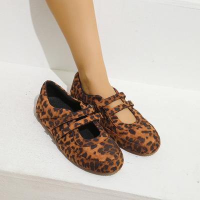 Новая женская обувь ретро леопардовый принт туфли Мэри Джейн женская внутренняя высота увеличение повседневные балетки плоские одинарные туфли