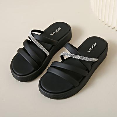 CRLAYDK женские сандалии на плоской подошве повседневные слипоны с ремешками 2024 летние пляжные туфли на платформе с открытым носком для прогулок на открытом воздухе повседневные тапочки