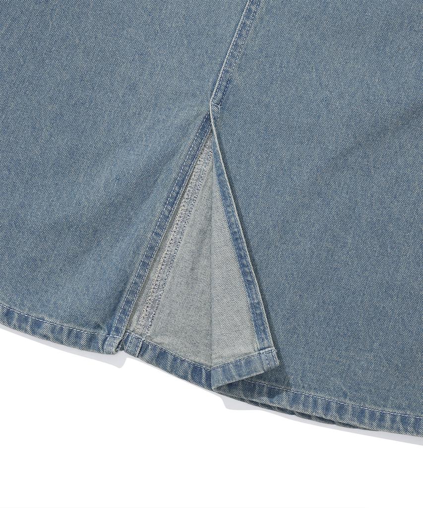 Columbia University M-Label Belted Denim Long Skirt Light Jeans