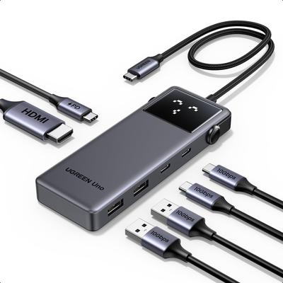 Концентратор UGREEN Uno 6 в 1, выход HDMI, высокоскоростная передача данных 10 Гбит/с, подача питания 100 Вт, быстрая зарядка PD, совместимость с MacBook, iPad, Thinkpad, USB-C
