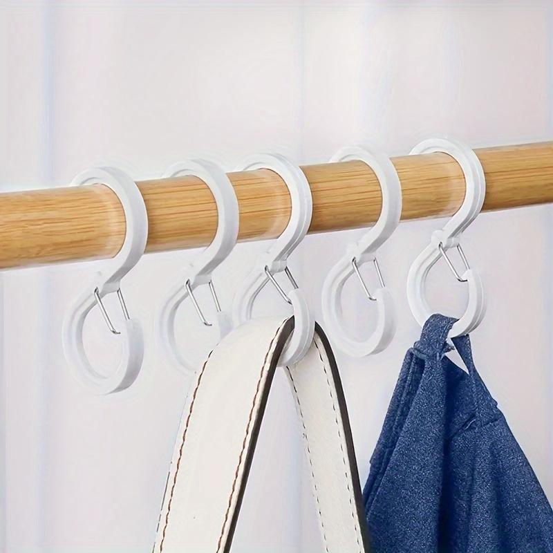 1 Set of 8 S-shaped Hook Clips, Kitchen and Bathroom Rod Hooks, No-drill Plastic Clothes Hooks and Hangers