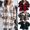 Plus Size Fall Winter Women's Fur Coats Hooded Warm Plush Loose Zippers Jacket Ladies Casual Plaid Outerwear Colorblock Parka Coat