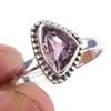 Кольцо ручной работы из чистого серебра 925 пробы с натуральным розовым аметистом S.8 G7a39