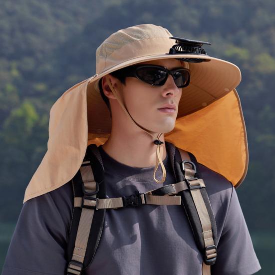 Широкополая шляпа от солнца с солнечным вентилятором для мужчин и женщин, панама с защитой от ультрафиолета и клапаном на затылке для рыбалки, пешего туризма, пляжа, садоводства