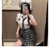 Cute Style Lingerie Set for Female Students White Inch Shirt Paired with Plaid Pleated Skirt Role-playing Erotic Outfit