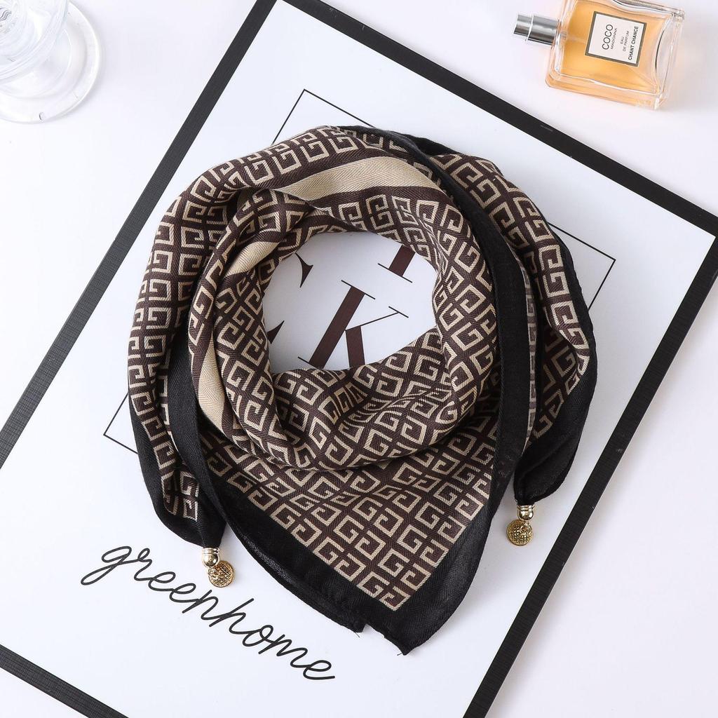 Осенне-зимний шелковый шарф в западном стиле с корейским акцентом в виде магнитного золотого шарика