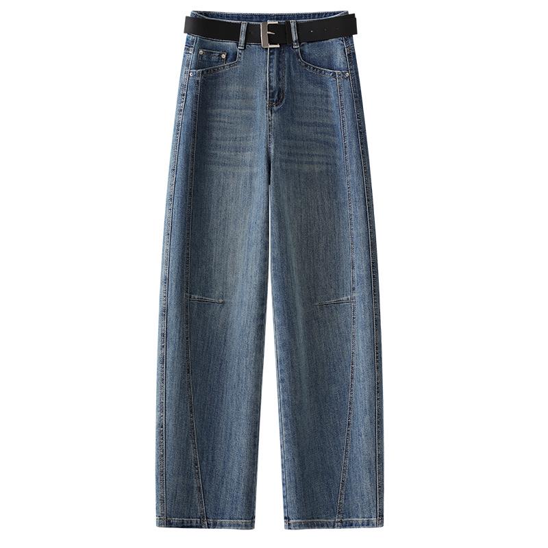 Белые джинсы-палаццо женские 2025 весна прямые и широкие штанины, стройнящие