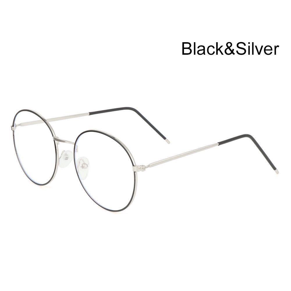 Women Men Computer Round Metal Glasses Ultra Light Frame Anti-Blue Light Eyeglasses Eyeglasses Protection