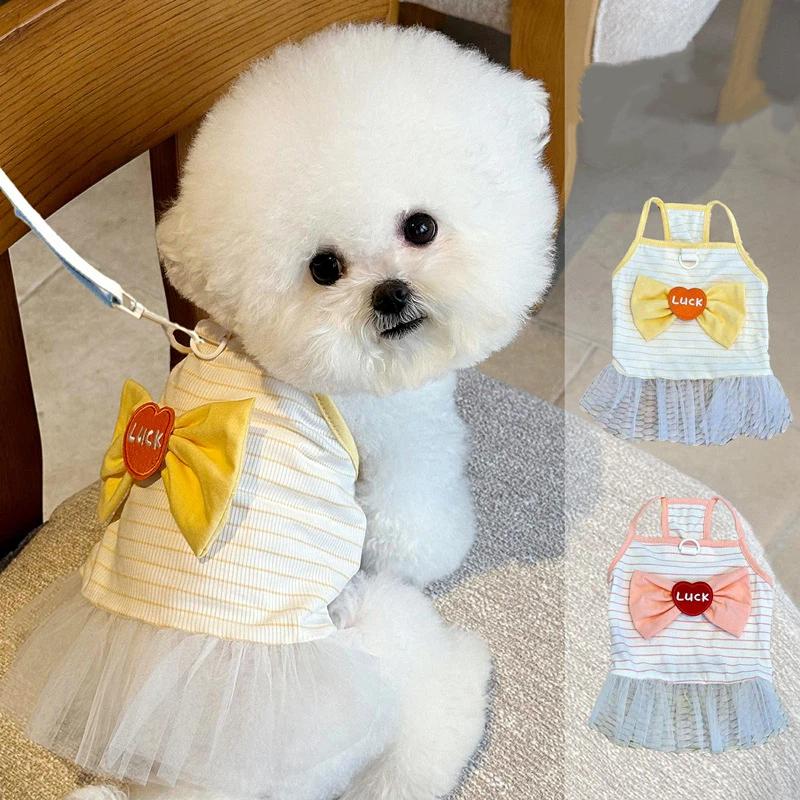 Одежда для домашних собак весна и лето тонкая для Той-терьера Бишона Померанского Йоркширского терьера маленькой собаки шлейка платье для кошки принцессы