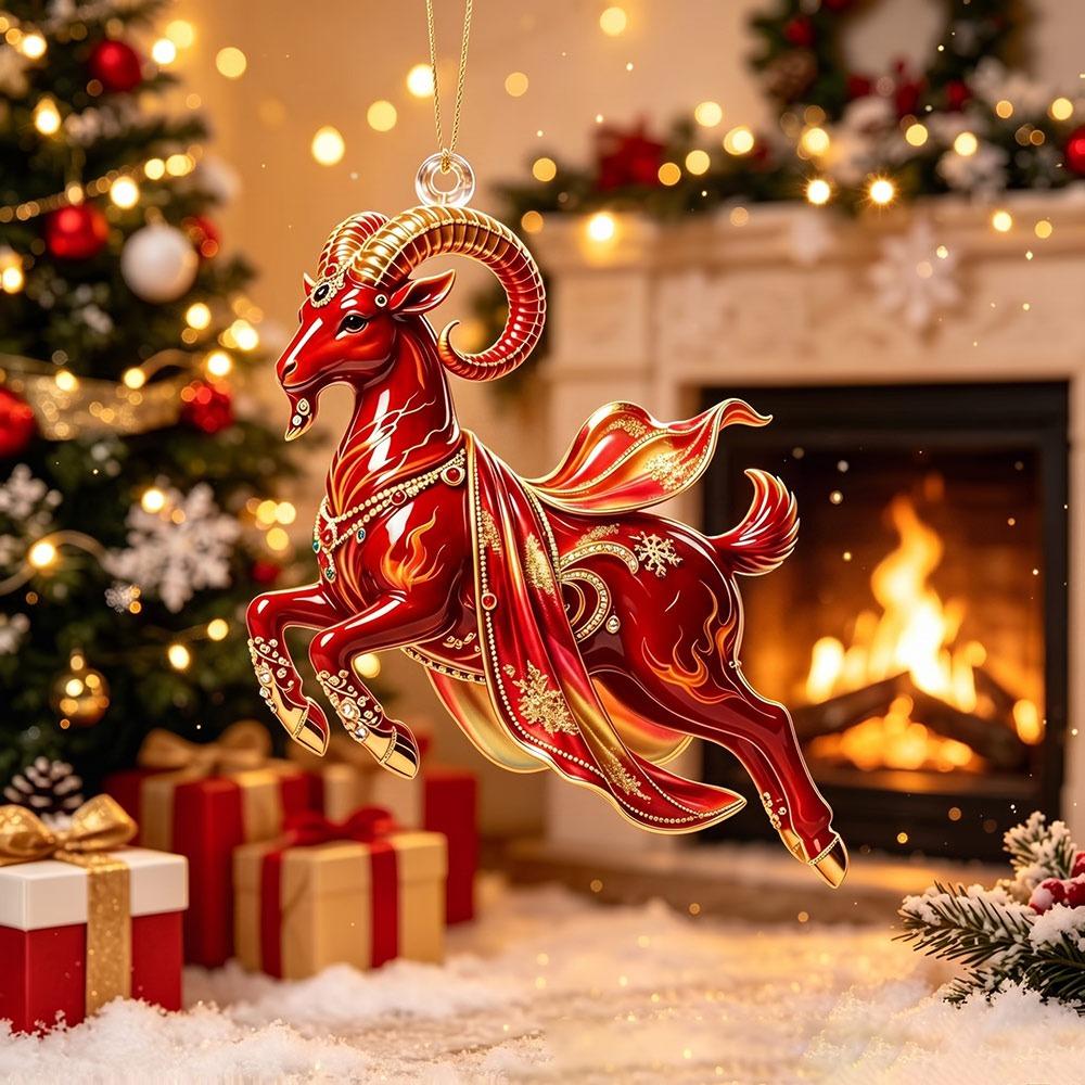 Galloping Goat Goat Hanging Ornament Shining Animal Hanging Decoration Christmas Tree Ornament