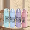 1PC Thin wave line minimal sketch print 750ml colorful plastic sports water bottle leakproof pop up lid with straw for outdoor work home use