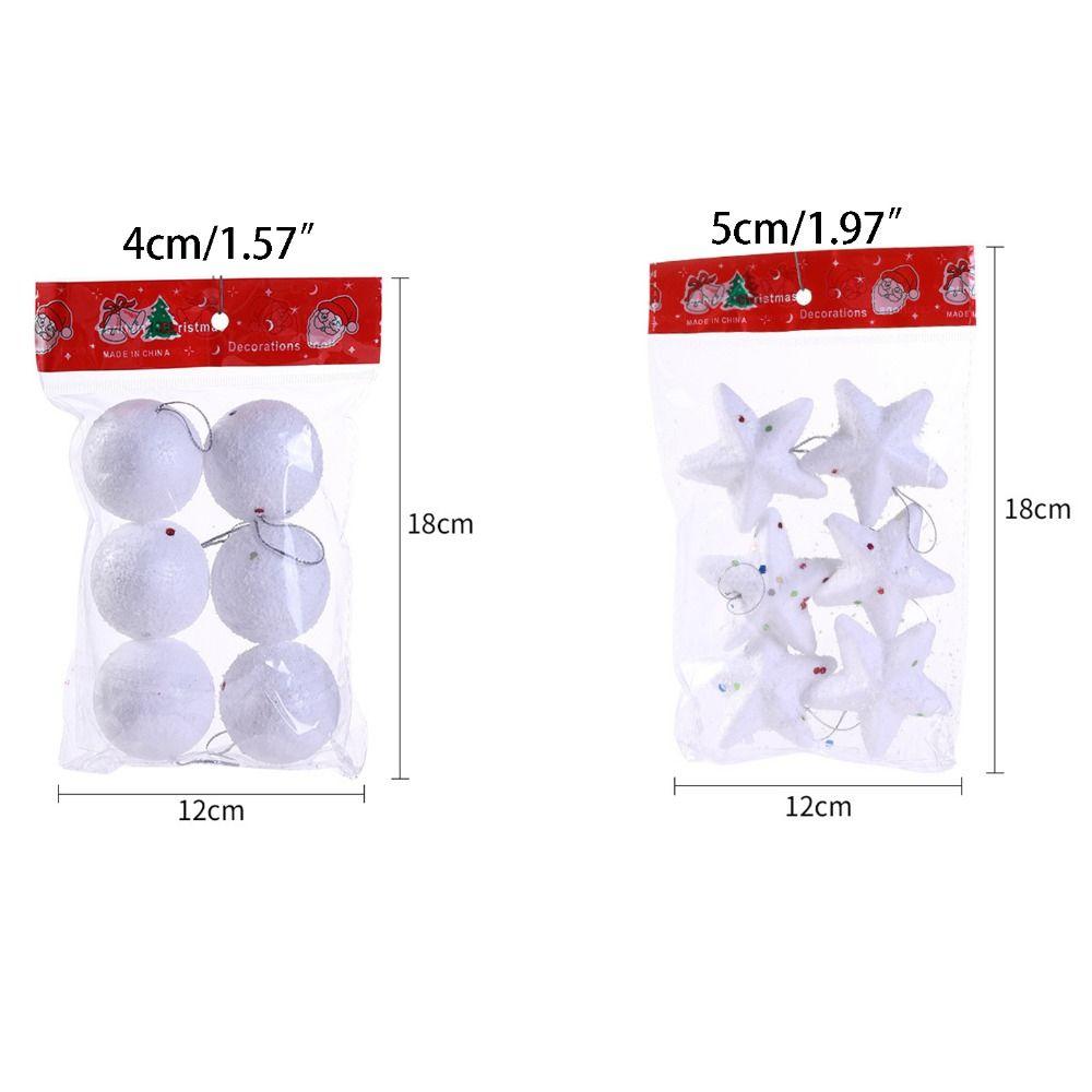 6Pcs/set Plastic Xmas Star Hanging Ornaments Cute Christmas Balls Pendants  Party Supplies