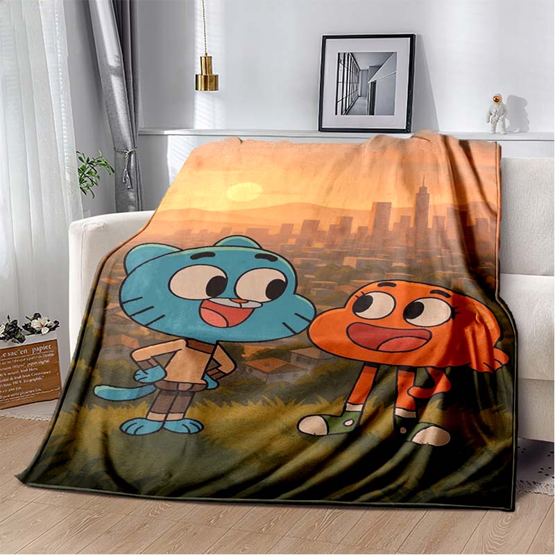 The Amazing World of Gumball Print Flannel Throw Blanket Soft Warm Cartoon Bed Sofa Cover for Kids Bedroom Home Decor Gift