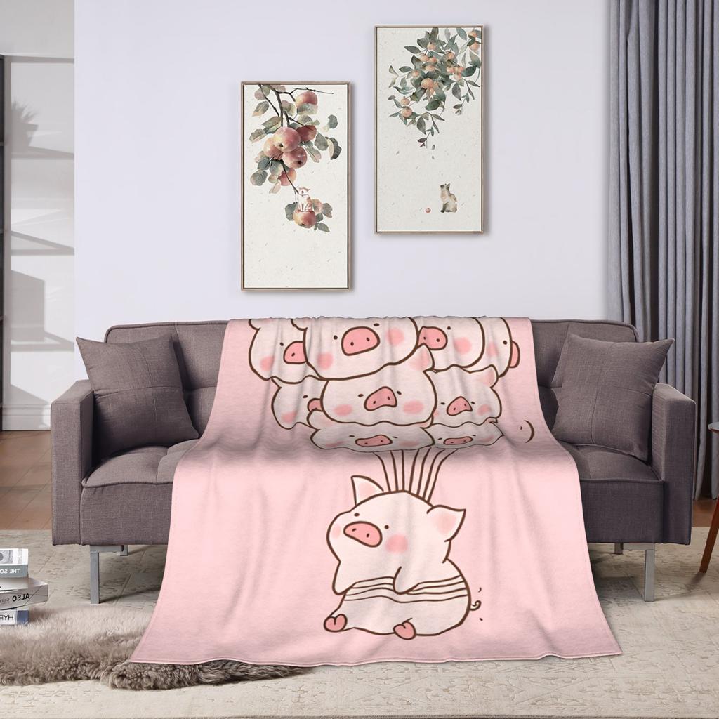 L-Lulu Pig Blanket Quality Warm Soft Throw Blanket Autumn Boy Girl Outdoor Funny Bedspread