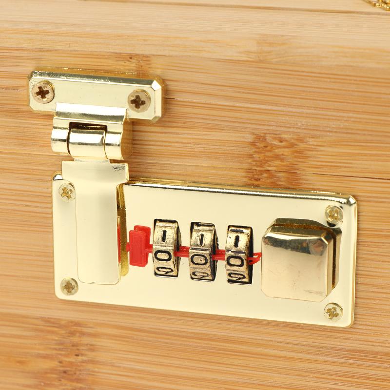 Wooden Combination Lock Piggy Bank Secure Box for Kids Savings Portable Treasure Storage Box with 3 Digit Lock for Home Gift