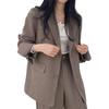 Women Spring Autumn Suit Coat Lapel Long Sleeve Flap Pockets Solid Color Loose Fit Casual Blazer Workwear