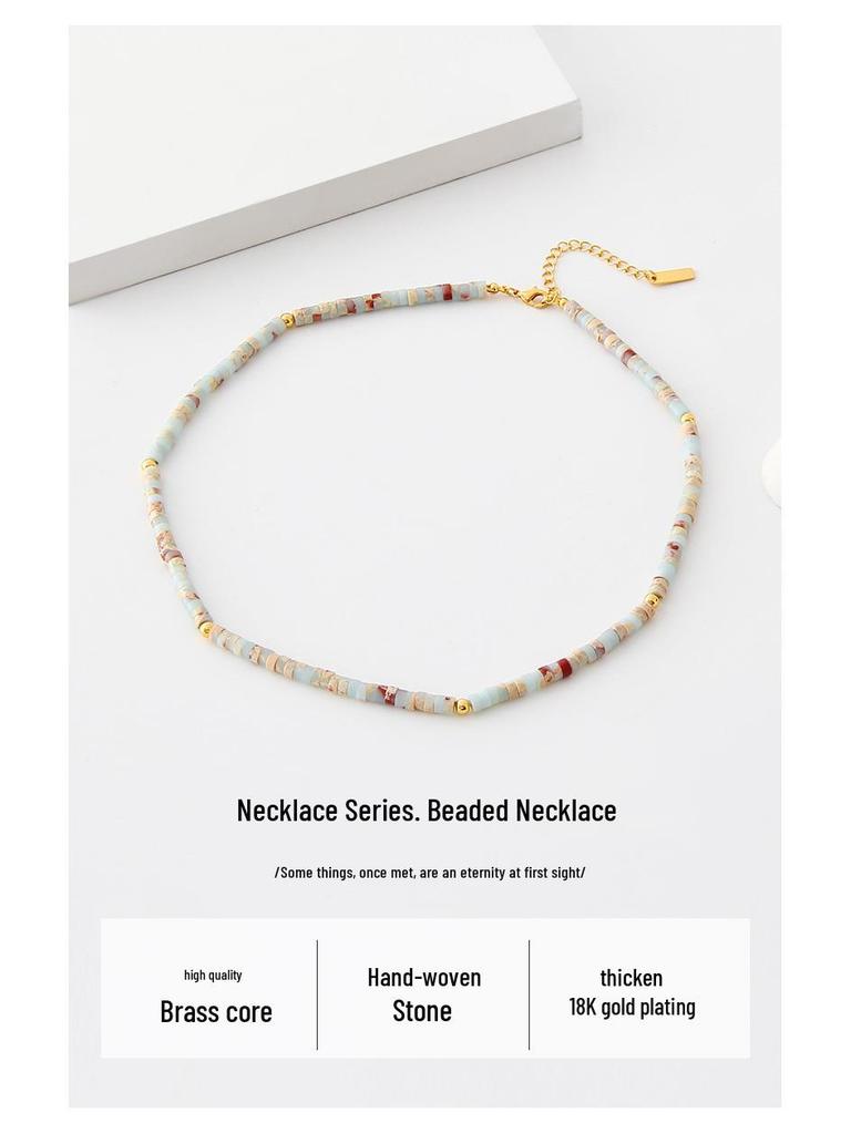 Bohemian Stone Bead Clavicle Necklace - Colorful, Simple, and Stylish Design