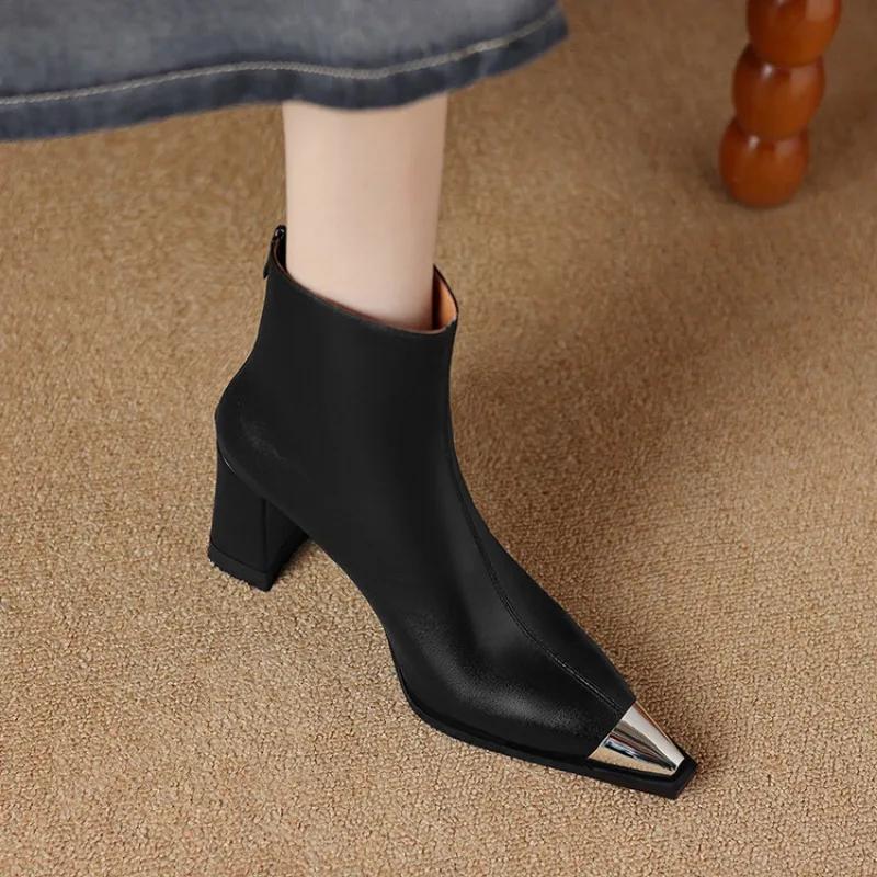 Sexy Pointed Toe Ankle Women Boots Brand Luxury High Heels Shoes 2025 New Winter Leather Goth Gladiator Pumps Chelsea Botines