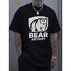 Мужская черная оверсайз футболка европейского размера с логотипом Bear Archery - Идеально подходит для активного отдыха и повседневной носки