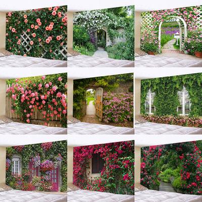 Цветочный деревянный забор, сад, печать, групповой гобелен, домашняя спальня, гостиная, украшение на стену, фон, тканевый гобелен