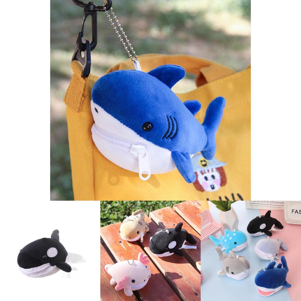 Cute Shark Blue Whale Orcinus Orca Plush Doll Pendant Wallet For Kids Gift And Accessories