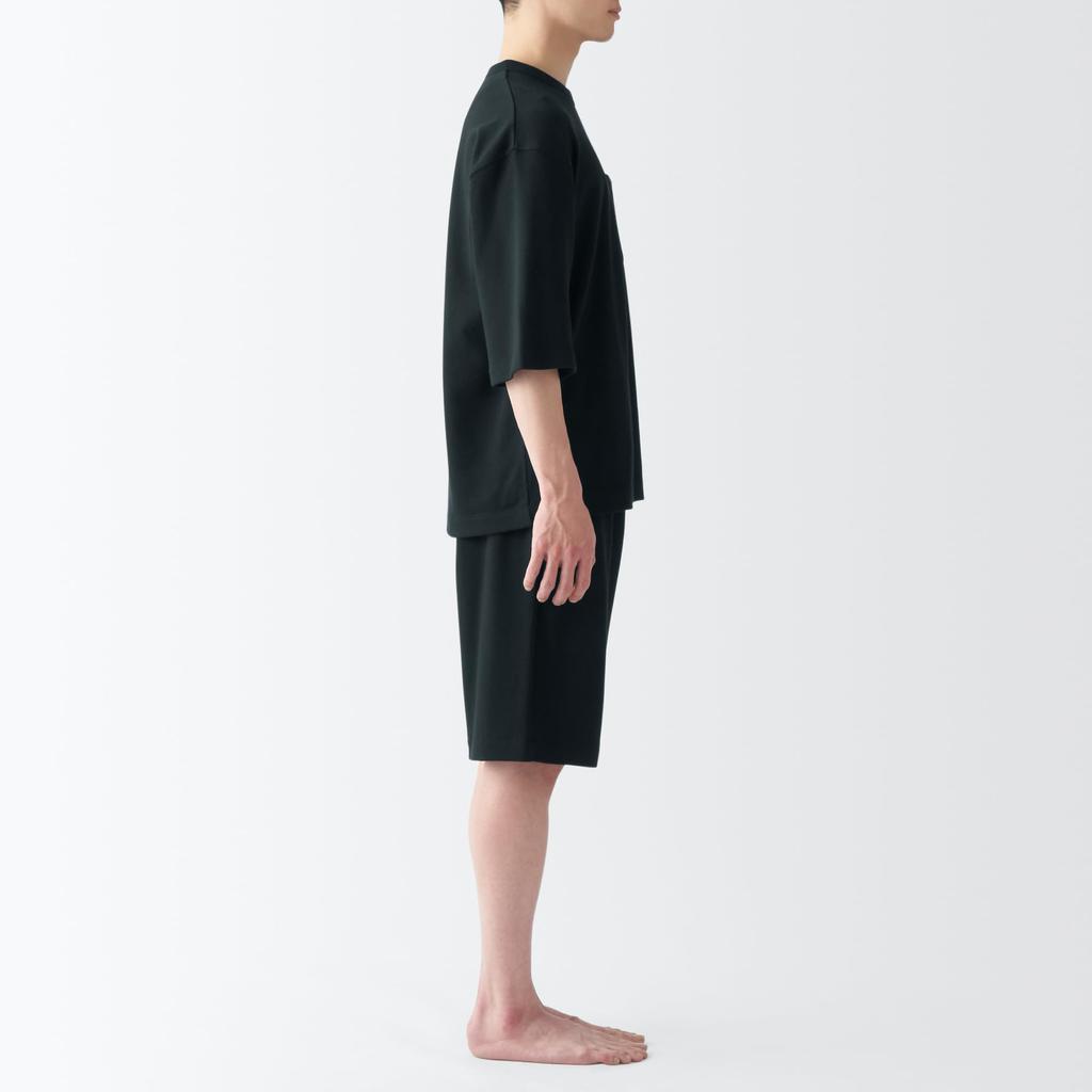 MUJI свитер с коротким рукавом комнатная одежда комплект FB0XWA4S черный S мужской мужской мужской