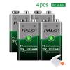 PALO 9V Rechargeable Battery 9 Volt Lithium Li-ion Battery 6F22 9V Crown Battery Ni-MH Batteries for Multimeter Metal Detector