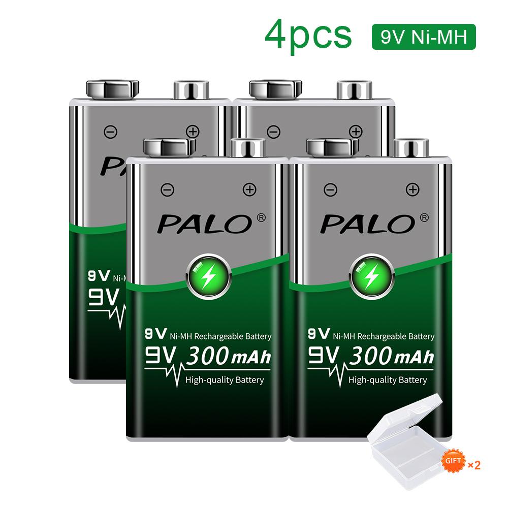 PALO 9V Rechargeable Battery 9 Volt Lithium Li-ion Battery 6F22 9V Crown Battery Ni-MH Batteries for Multimeter Metal Detector