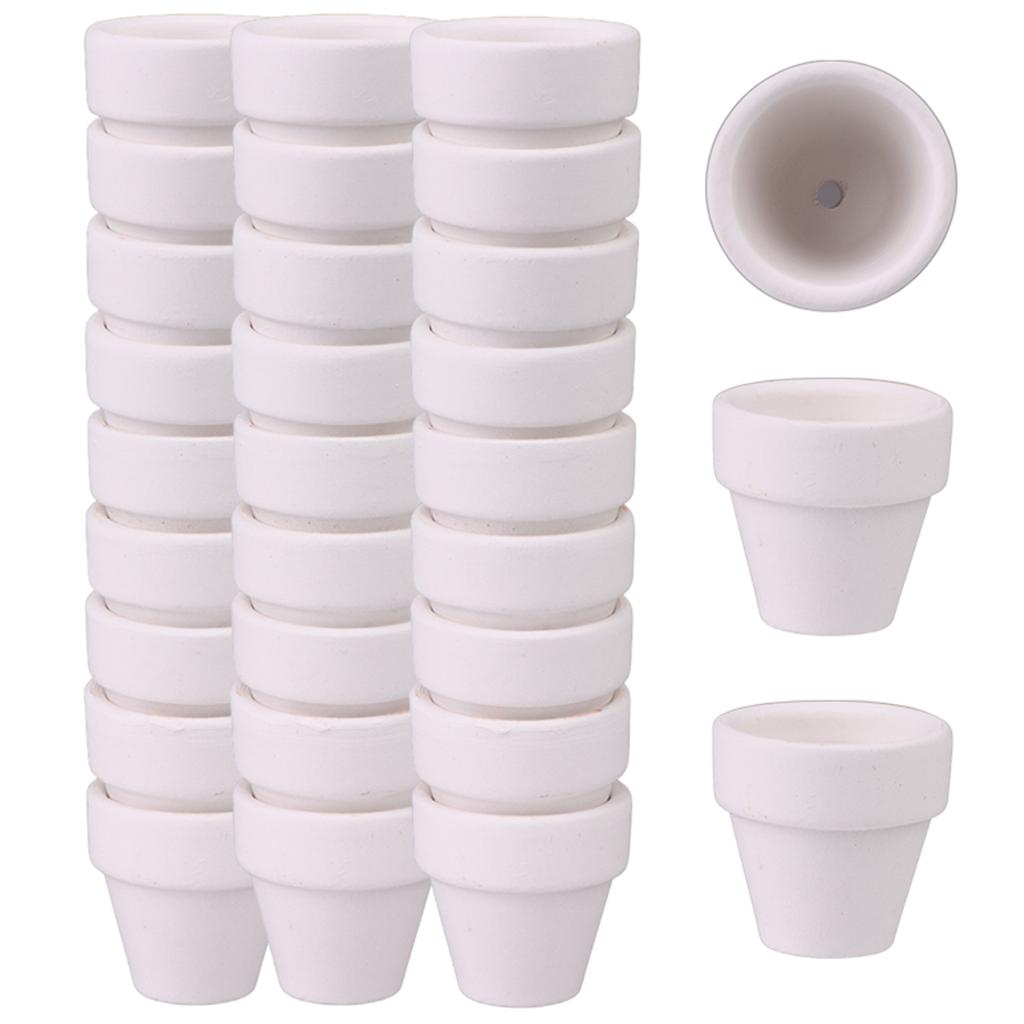 Ulele 30 шт. 1,2-дюймовые керамические цветочные горшки с дренажными отверстиями, белые терракотовые горшки, горшки для суккулентов, маленькие глиняные горшки, горшки для растений Min.