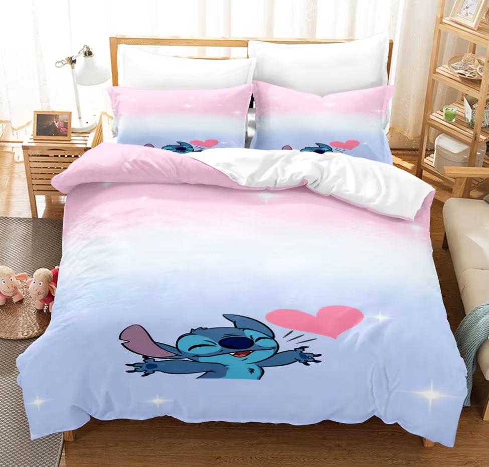 Аниме Мультяшное Пододеяльник Размер Queen Size King Size Комплект Постельного Белья Милый Принт 3 Шт Детское Удобное Постельное Белье Содержит 2 Наволочки