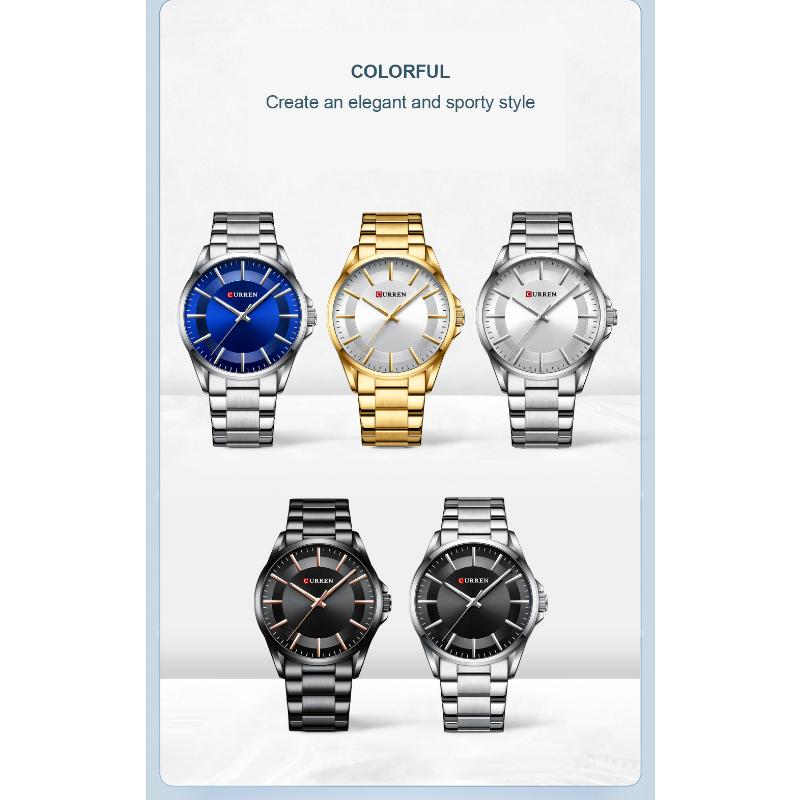 CURREN Новые лучшие мужские часы, водонепроницаемые кварцевые часы, простые часы со стальным ремешком, деловые модные часы
