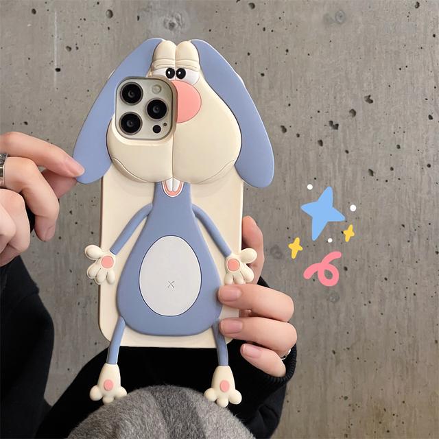 Корейский милый 3d забавный чехол с кроликом с зубами для Iphone 14 13 12 11 Pro Max, милый силиконовый противоударный мягкий чехол с рисунком, принципиально