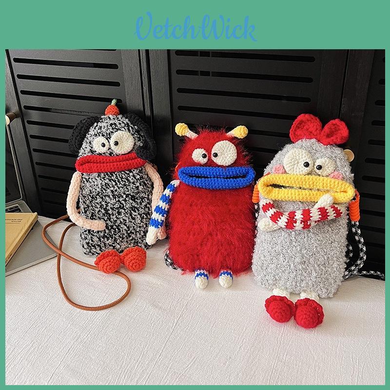 Fafunny Big Mouth Woven Crossbody Bag With Fabric Material For Street Fashion