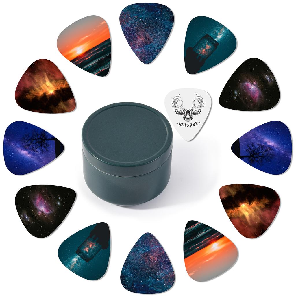 Muspor MX0299D 13 шт. целлулоидные медиаторы для гитары 0,71 мм разноцветные медиаторы с железной коробкой для хранения мюзиклов