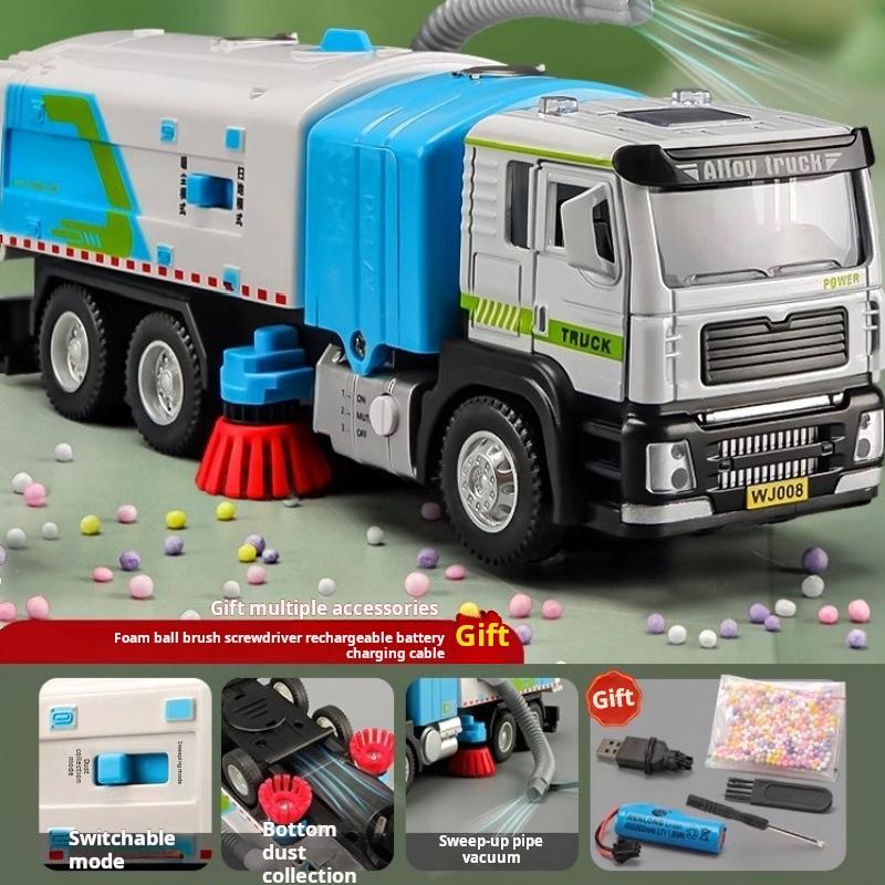 Alloy Sanitation Sweeper Model Simulation Vacuum Cleaner Boy Electric Sound And Light Universal Toy Car