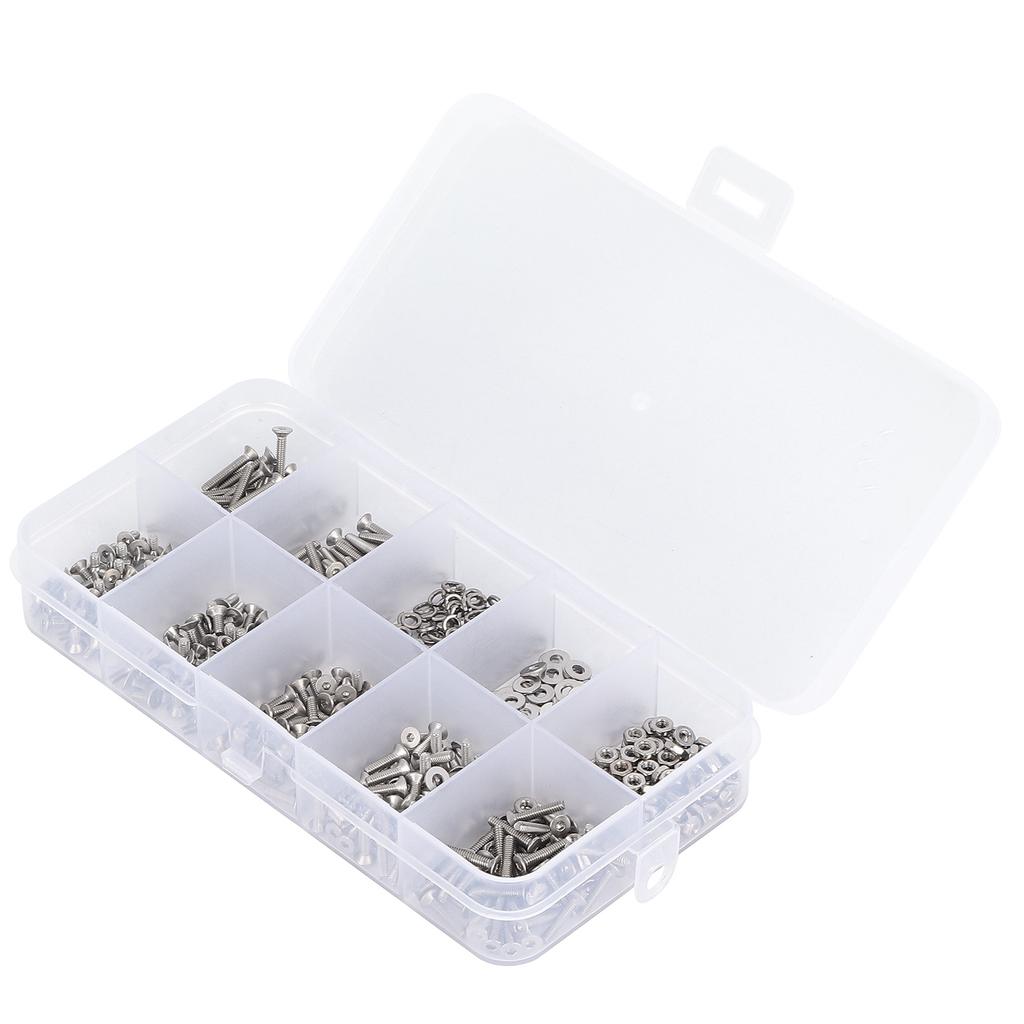 600PCS Stainless Steel Countersunk Hex Socket Bolts Hex Nuts Washers Assortment Set