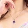 Ожерелье с подвеской в виде капли воды с фиолетовым кристаллом и посеребренным покрытием 2024 г. — простой и универсальный дизайн