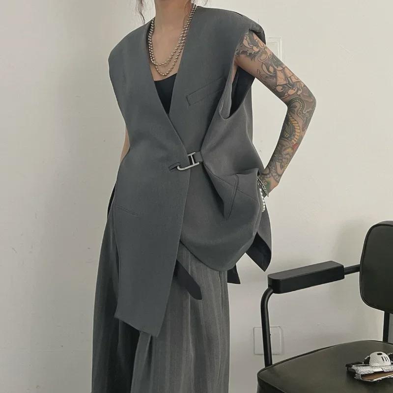 2024 Summer Korean Trend Sleeveless Collarless Vest for Women