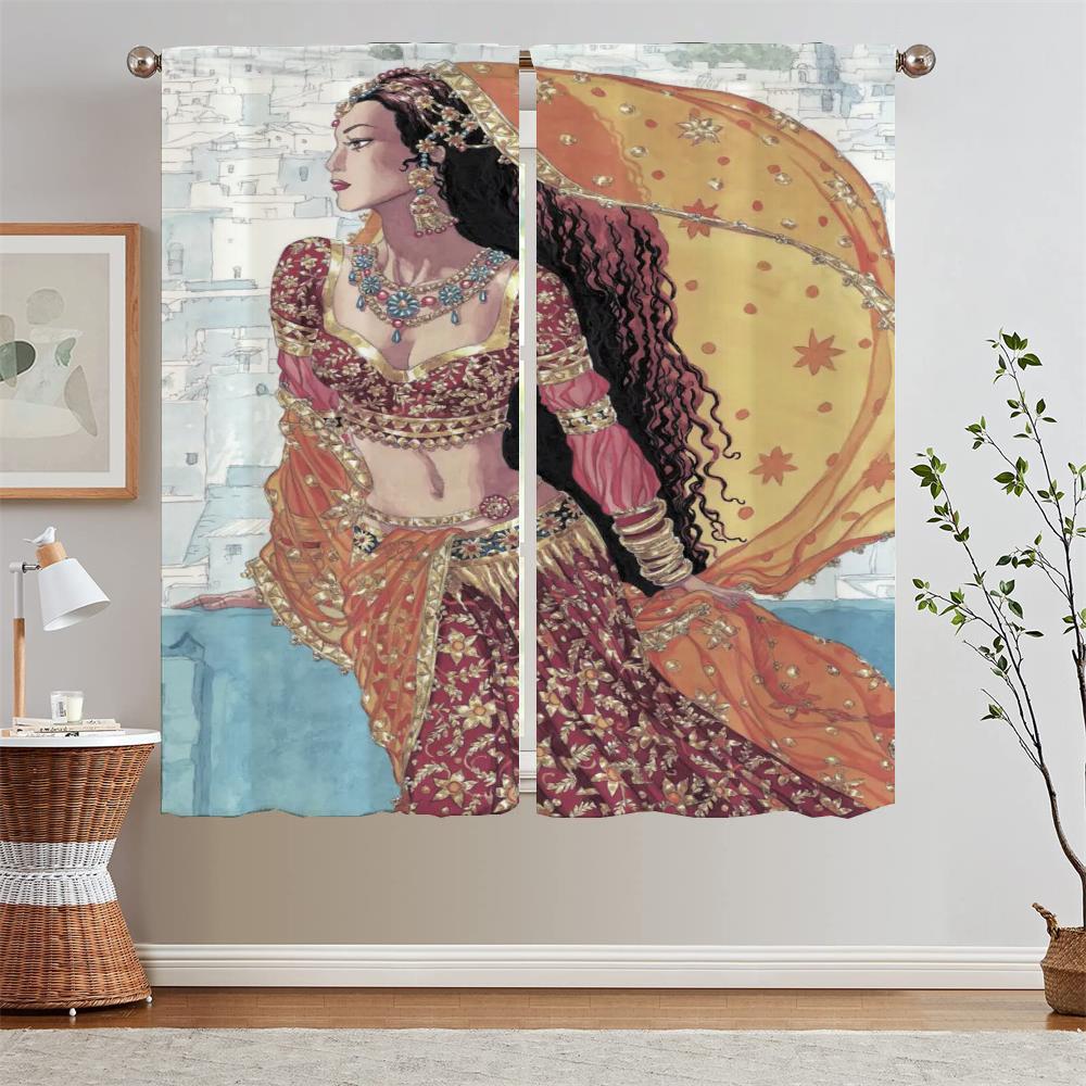 Шторы в южноазиатском стиле для украшения гостиной, короткие шторы для окон, домашняя кухонная штора, подхваты, локоны, светонепроницаемая штора