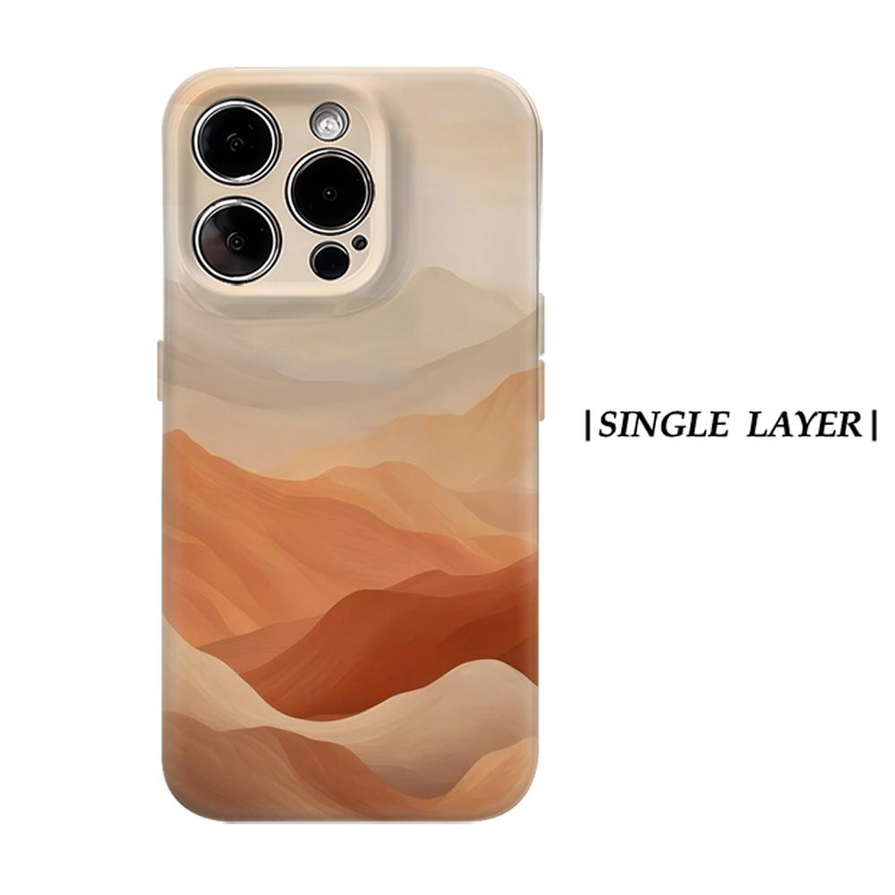 Peach Mountain Layers Phone Case for IPhone 17AIR 16E 16 15 14 13 12 11 17 Pro Max Plus Double-layer Back Cover