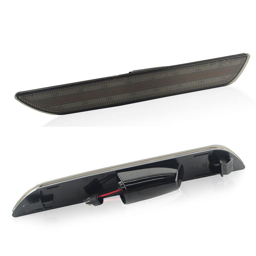 1Set Smoked Lens Rear Side Marker Lamps w/Red LED Lights Fit For 2015+ Ford Mustang