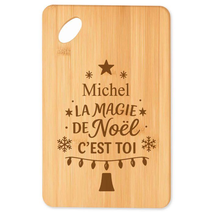 Planche à découper - PLANETEE - Michel Magie de Noël Sapin - Bambou - Gravé - Motif sapin festif