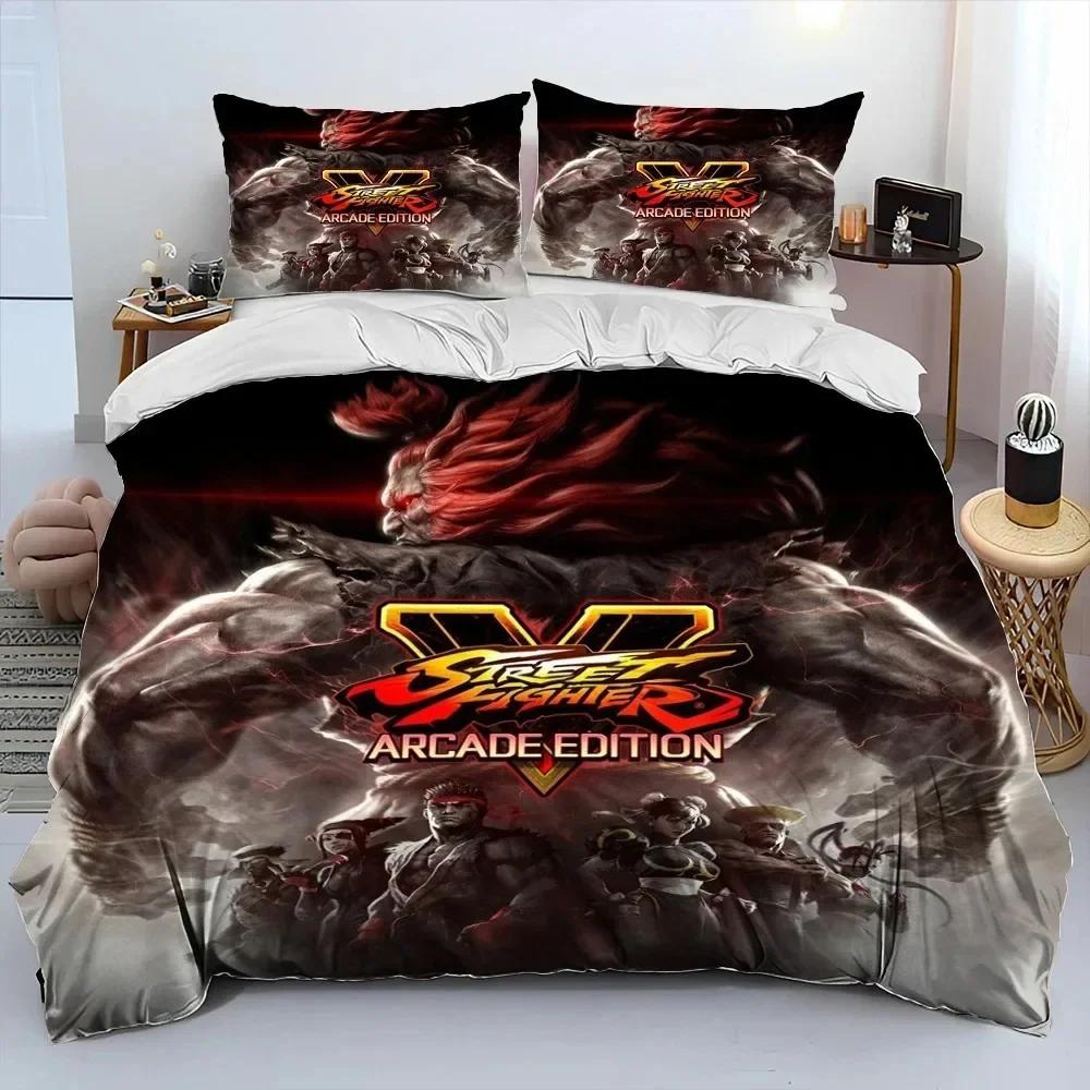 3D Print Street Fighter Retro Game Comfortable Duvet Quilt Cover Pillowcase Bedding Set Children Bedroom Decoration Home Textile