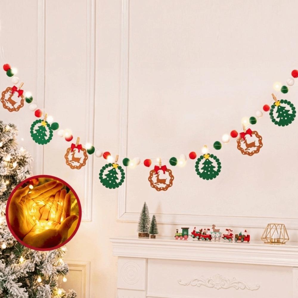Cartoon Christmas Luminous Banner Santa Claus LED Light String Xmas Wall Ornaments Room Background