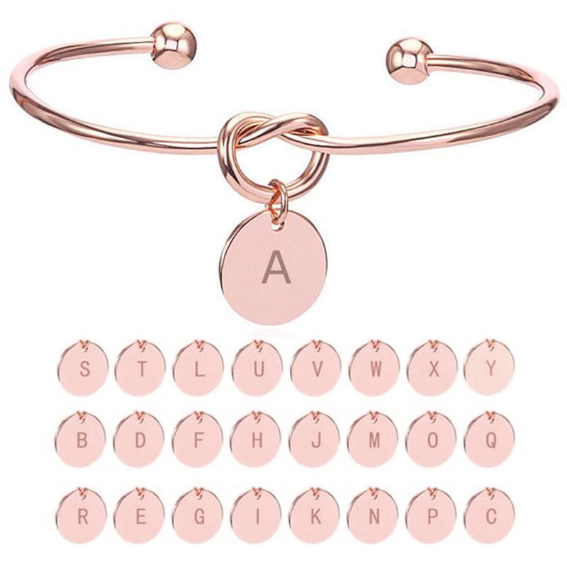 Узел Сердце Модные браслеты Имя Браслет 26 Букв Ювелирные изделия Подарки Круглый Подвеска Сплав Женщины Девушка бусины