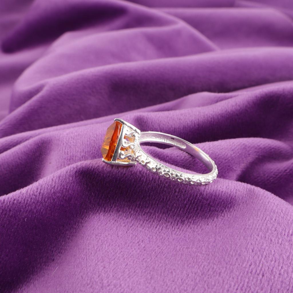 Цитрин Драгоценный камень 925 Стерлинговое серебро Ювелирные изделия Ручной работы Изящное кольцо Подарок для жены CZR-10-4
